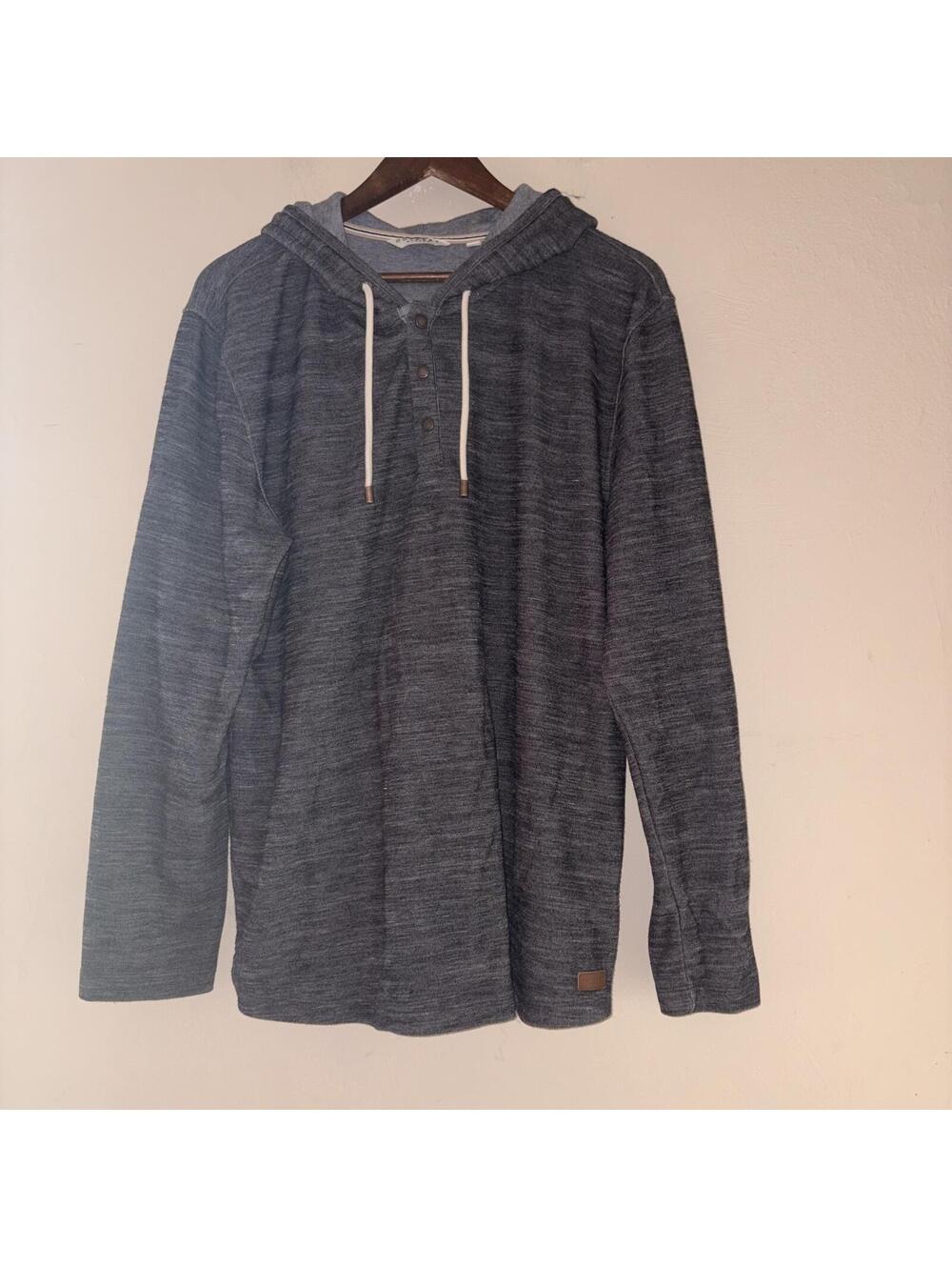 Outpost Makers Men's Grey Marled Henley Hoodie Size XL